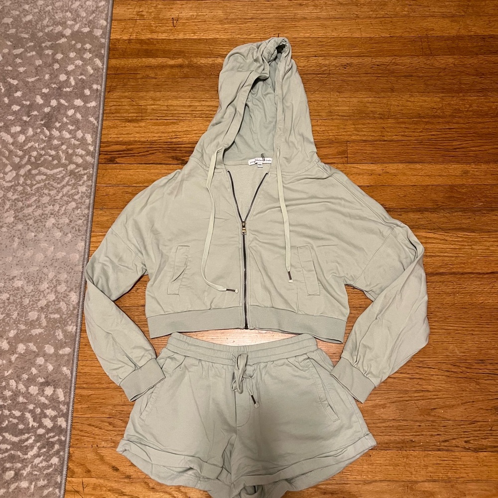 Young Fabulous & Broke Sage Green Hoodie and Shorts Set